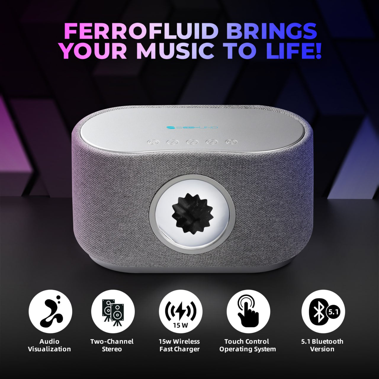 Altavoz Bluetooth de ferrofluido con visualizador de música