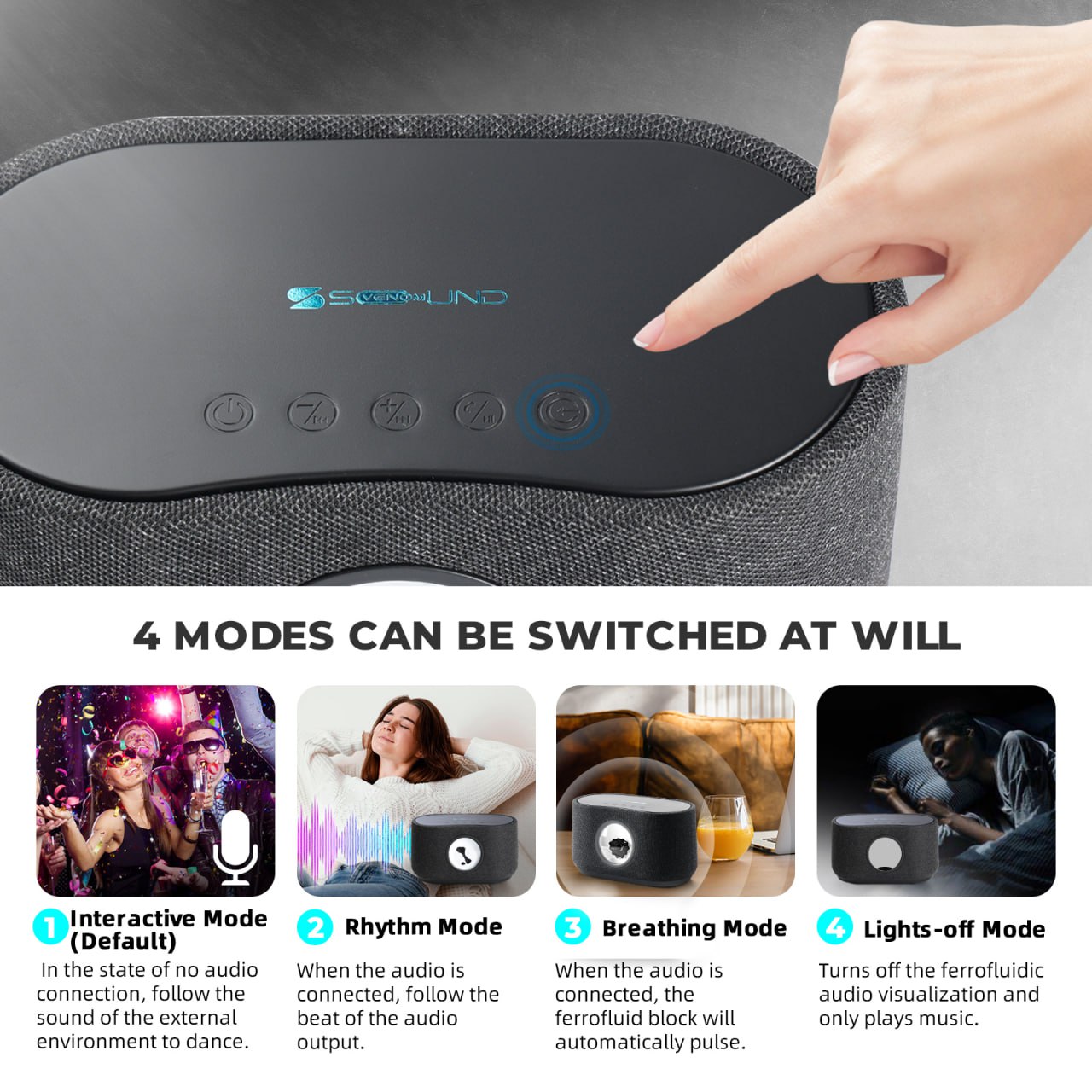 Altavoz Bluetooth de ferrofluido con visualizador de música