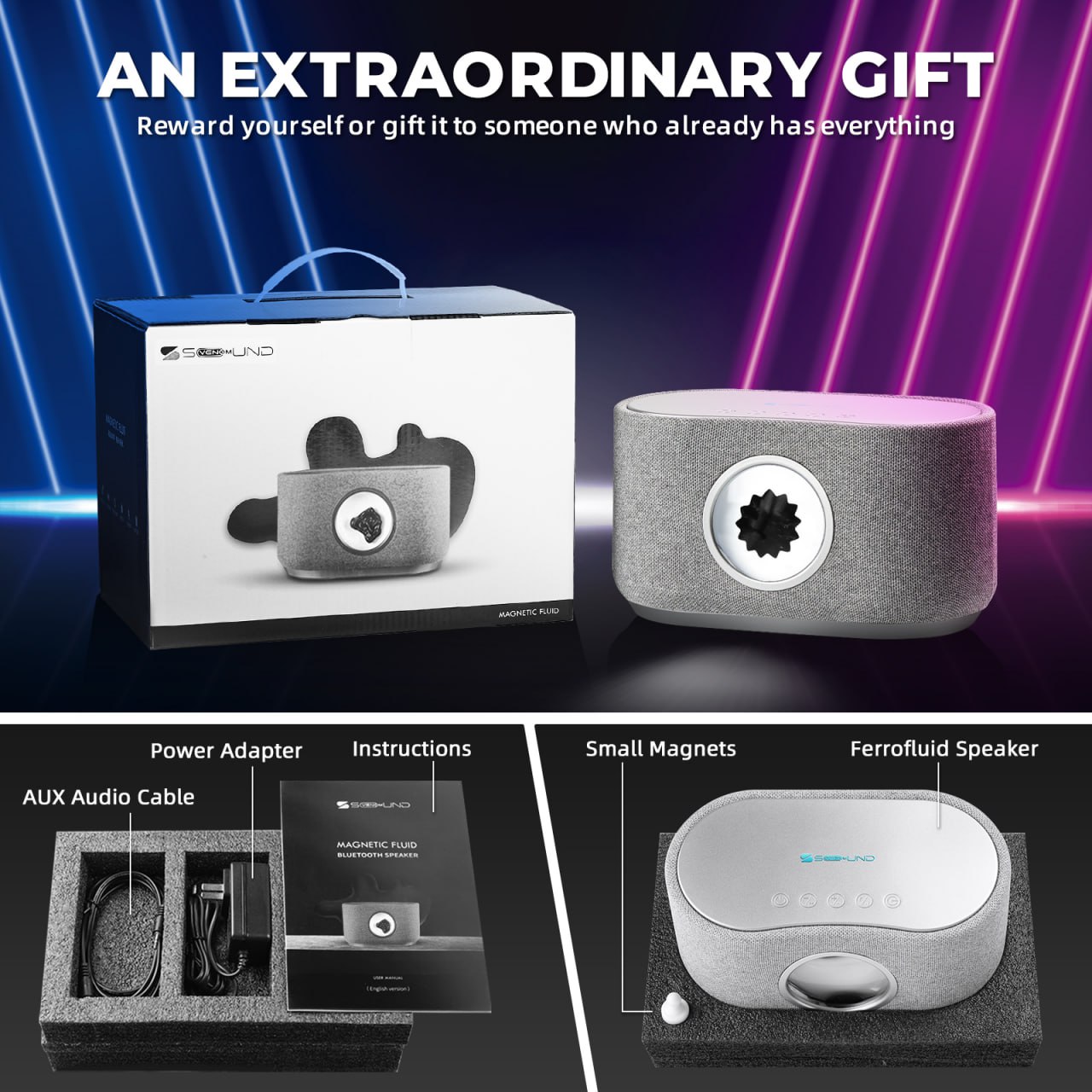 Altavoz Bluetooth de ferrofluido con visualizador de música