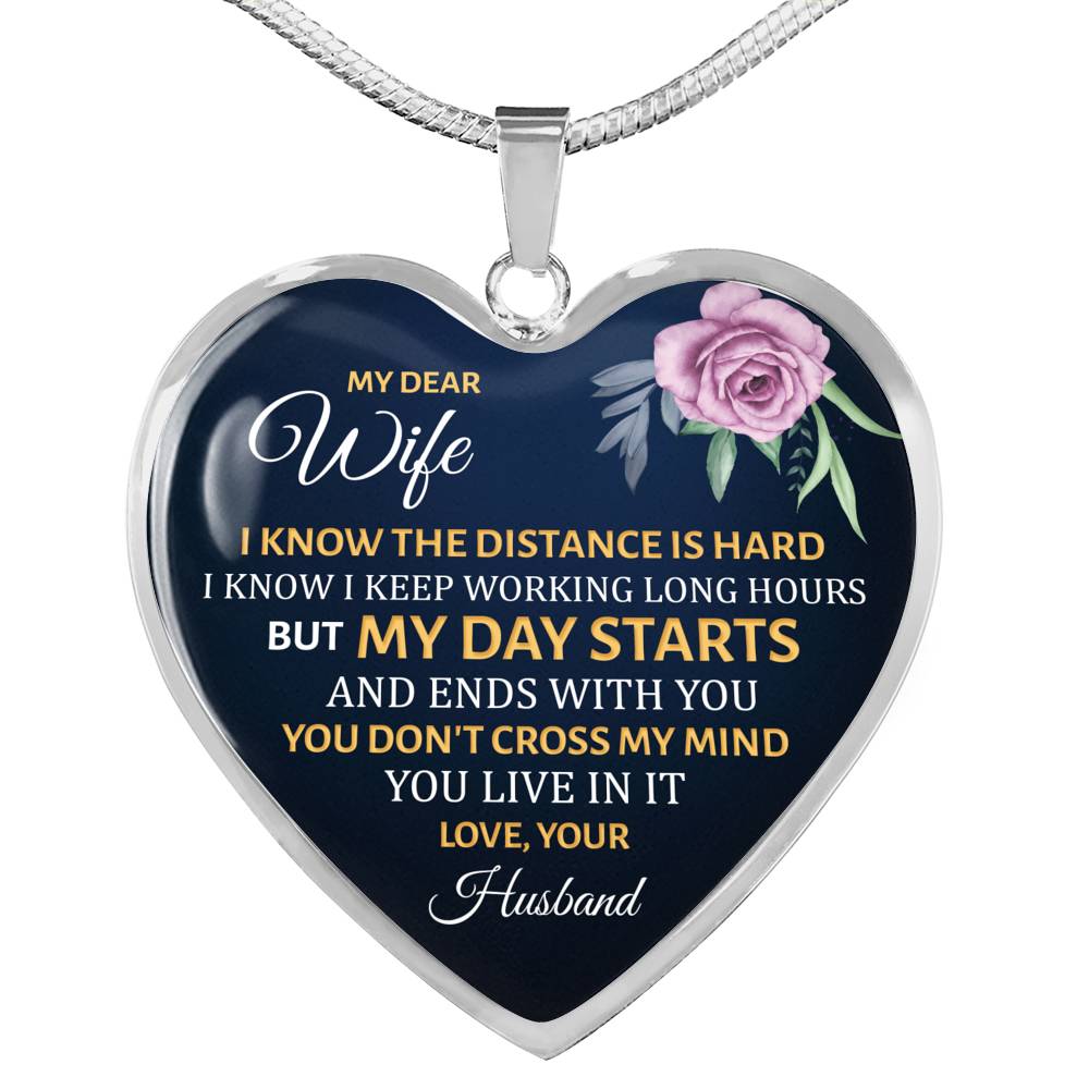 To My Dear Wife Heart Pendant Necklace