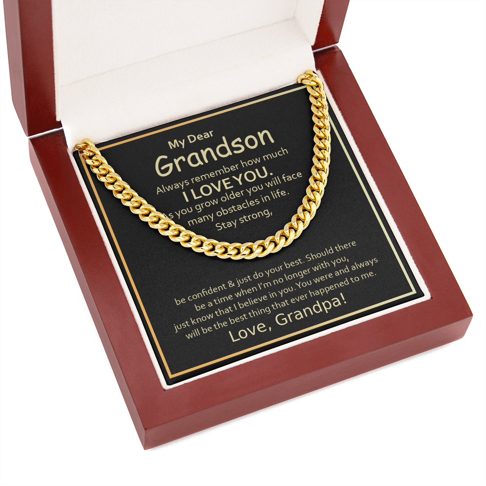 To My Grandson From Grandpa - Cuban Link Chain Necklace