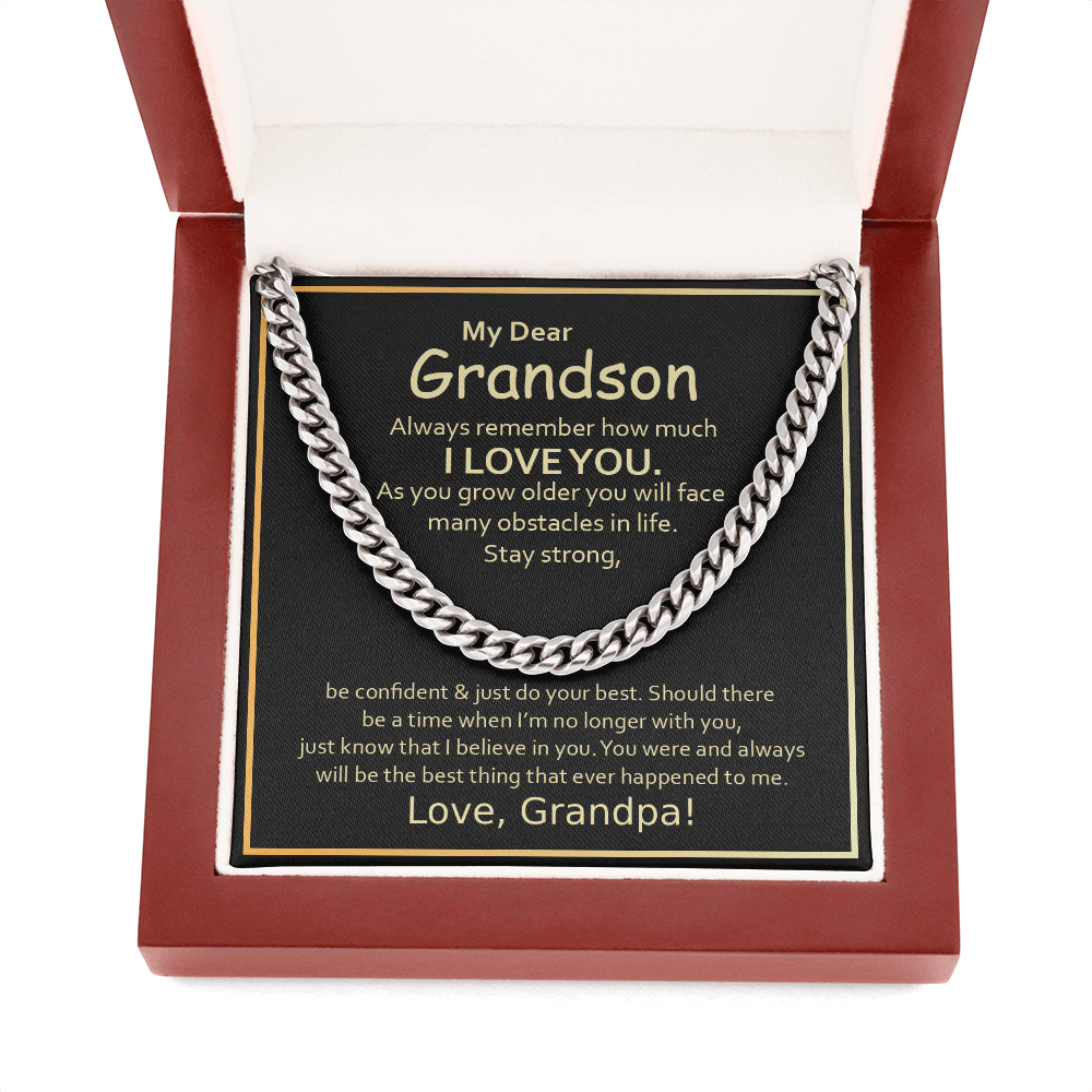 To My Grandson From Grandpa - Cuban Link Chain Necklace